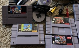 Original Super Nintendo Entertainment System Console SNES Video Game Bundle Too!