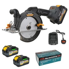 6900RPM Cordless Circular Saw with 2 Batteries + Charge Adjustable Angle & Depth