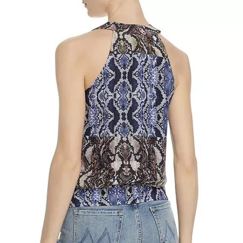Parker Kenna Silk Snakeskin Print Tie Hem Sleeveless Wrap Top Medium - Image 2 of 4