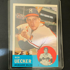Topps 1963 Topps Bob Uecker RC Rookie Milwaukee Braves #126 Baseball Card. rookie card picture