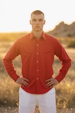 Vintage Levis XL Mens Red Western Shirt 70s Cowboy