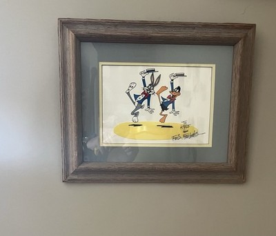 Bugs Bunny and Daffy Duck Original Production Cel Signed by Friz Freleng 