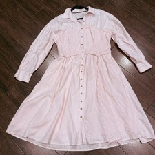 Anthropologie PILCRO Pink Corset Midi Cotton Dress Shirred Cotton Size XL