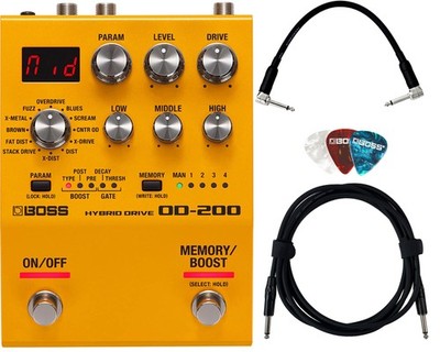 Boss OD-200 Hybrid Drive w/ Instrument Cables