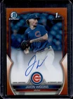 2023 Bowman Draft Jaxon Wiggins Chrome Auto Orange Refractor 1st #/25 Cubs
