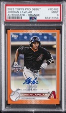 2022 TOPPS PRO DEBUT AUTO-ORANGE #PD102 JORDAN LAWLAR 1/25 PSA 9