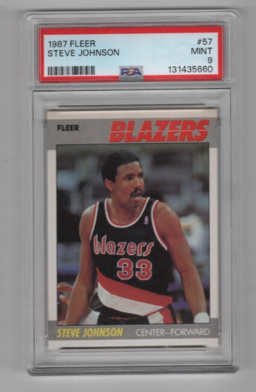 STEVE JOHNSON 1987-88 FLEER BASKETBALL VINTAGE BASE #57 PSA 9 MINT TRAILBLAZERS