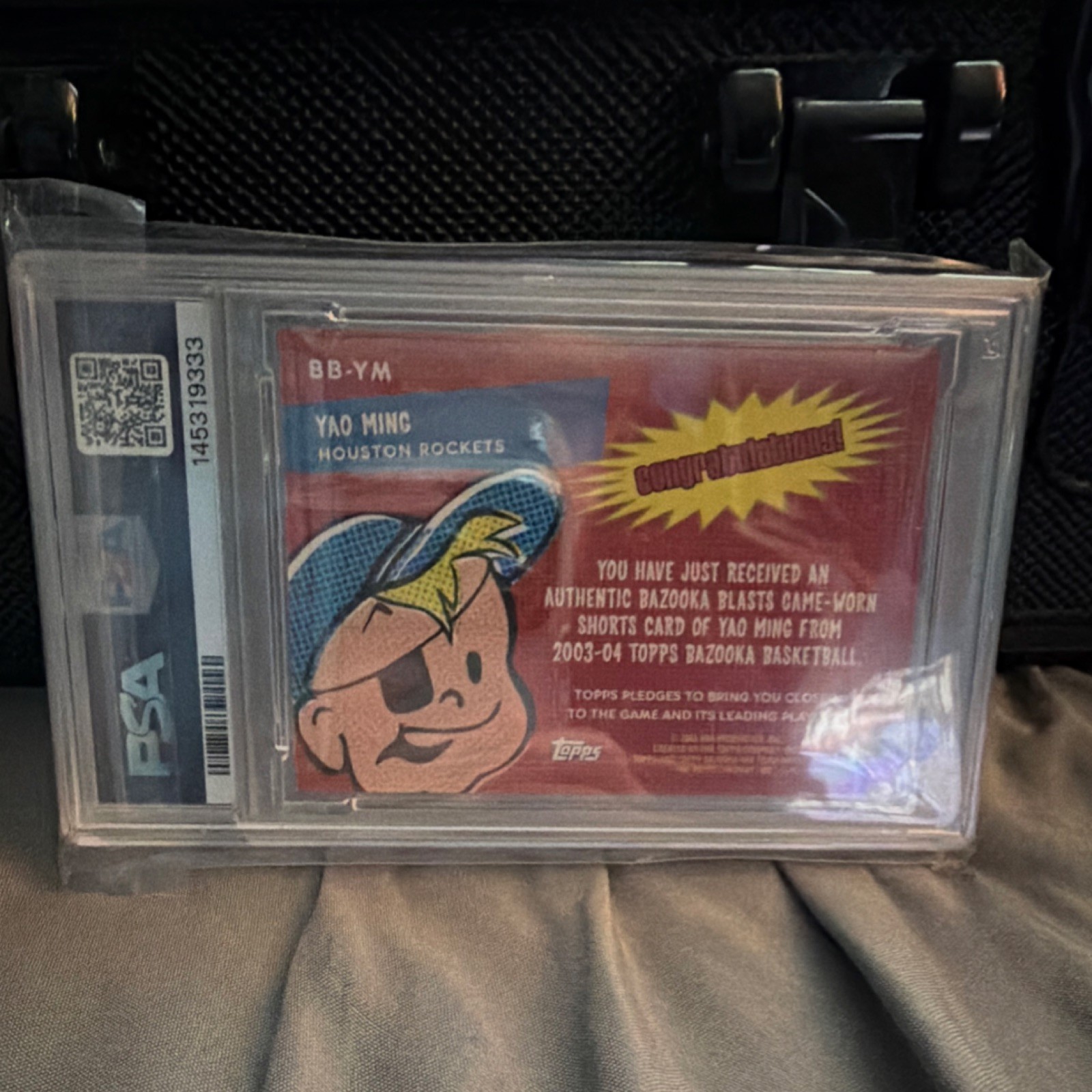 Yao Ming bazooka blast patch pop 5 game worn rookie psa 8  view 2