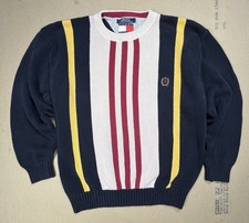 Vtg 90s Tommy Hilfiger Crest Sweater Mens M Striped Cotton Knit Crewneck Preppy