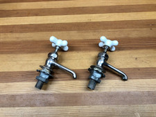 Antique Porcelain Cross Handle Nickel Plated Brass Separate Faucets - Crane Mfg.