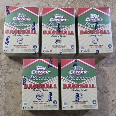 2025 Topps Chrome Platinum Anniversary Baseball Blaster Box Lot of 5 Sealed