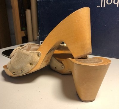 SCHOLL  ITALY Zoccoli 8 cm gr.40 Leder sexy Holzklapperl Clog bequem TOP
