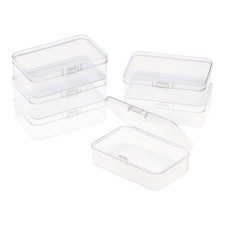 6 Packs Rectangle Small Clear Plastic Storage Containers Case with Hinged Lid...