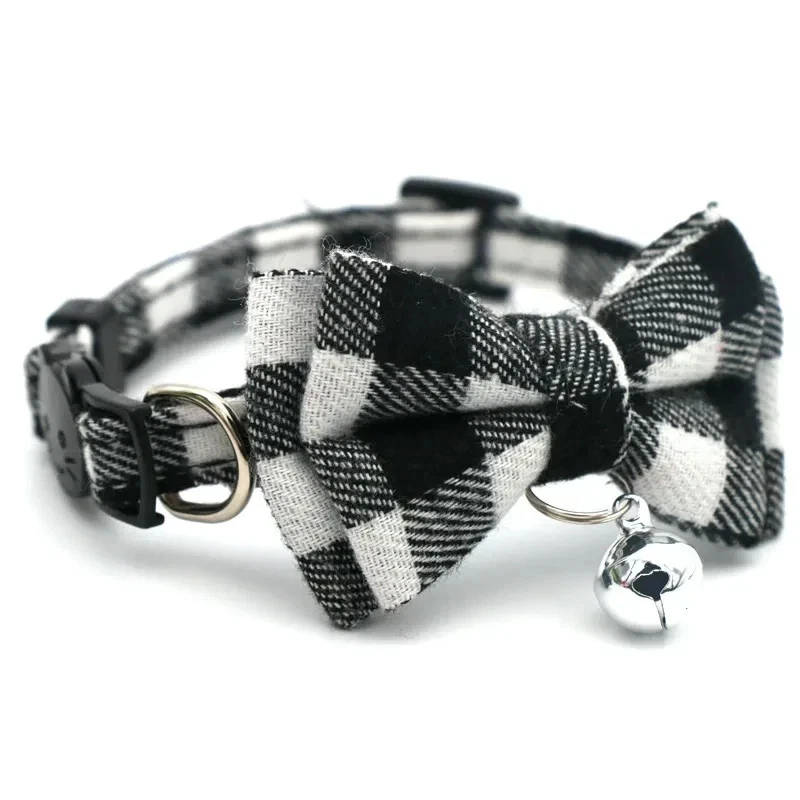 Cat Collar Reflective Safety Breakaway Adjustable Kitten Collar with Bell CHECKA - Image 3 of 4