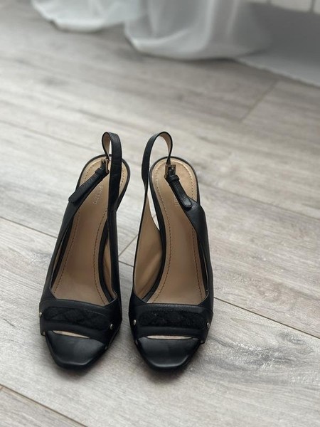 Women Pollini Heels Black Leather 38 #CGTG