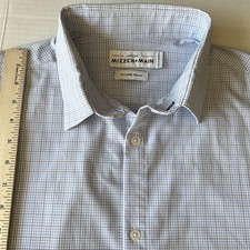 Mizzen  Main Leeward Shirt Men's XXL Trim Fit Blue Check Long Sleeve Button Up