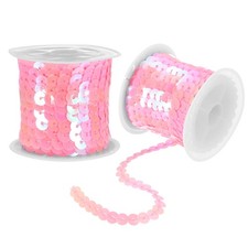 2Pcs 5 Yards x 0.24 Inch Flat Sequin Strip Spangle Sequins Trim Pink AB