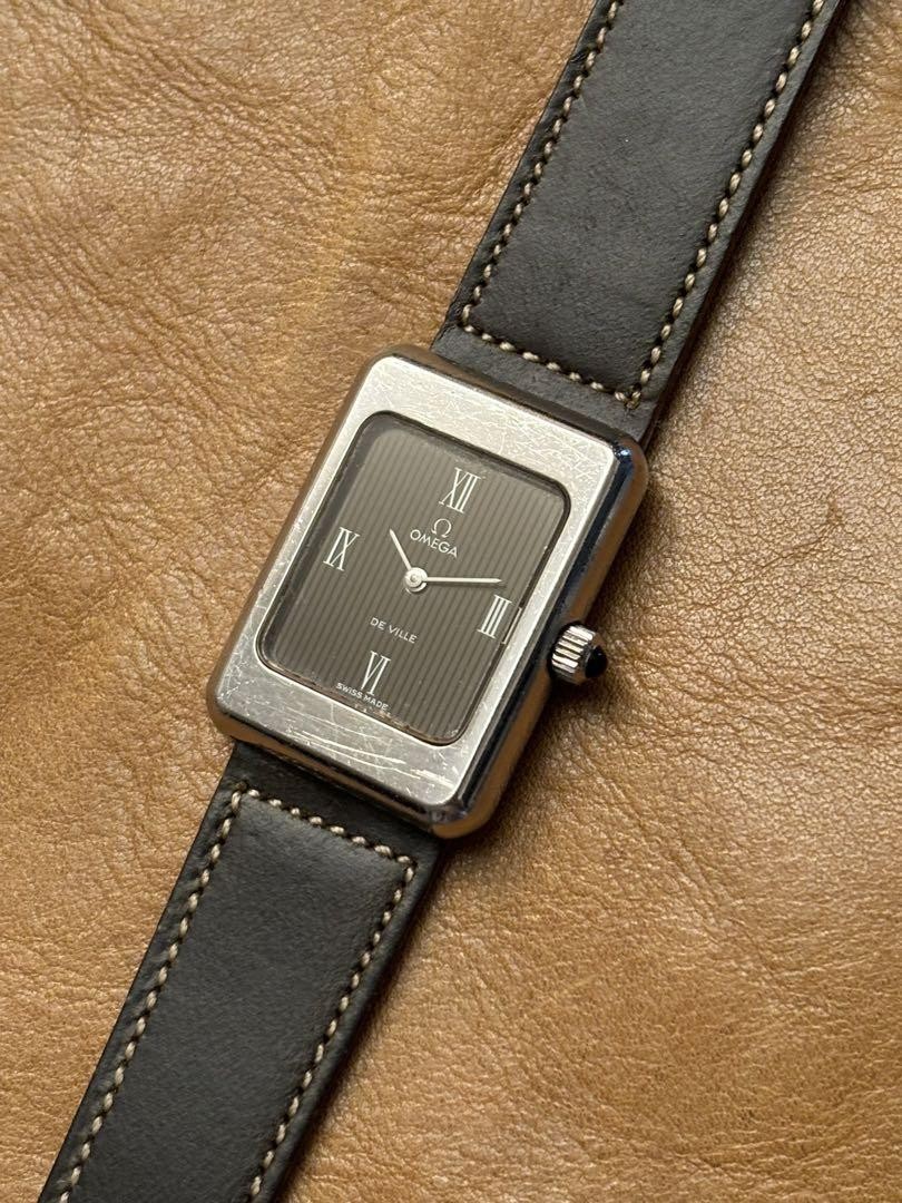 Vintage 1970s Omega Deville Hand-Wind Black Dial No Date Japan