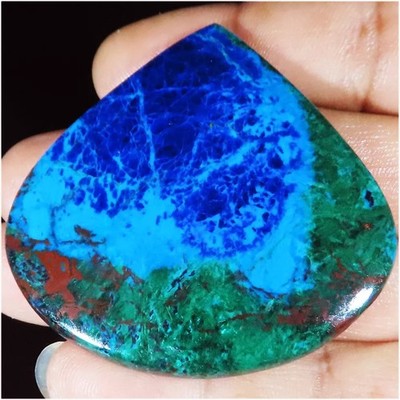 natural AZURITE CHRYSOCOLLA heart shape loose gemstone 167.30 Cts. (55x54x05 mm)