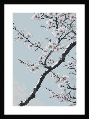 Intimate Cherry Blossom Branch Framed Wall Art Poster Canvas Print Picture