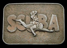 QE12161 VERY COOL VINTAGE 1970s **SCUBA** DIVER BRASSTONE BELT BUCKLE