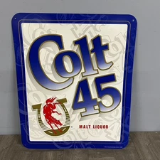 Colt 45 Malt Liquor Tin Metal Advertising Sign Man Cave Garage Bar Beer 12x17.5"