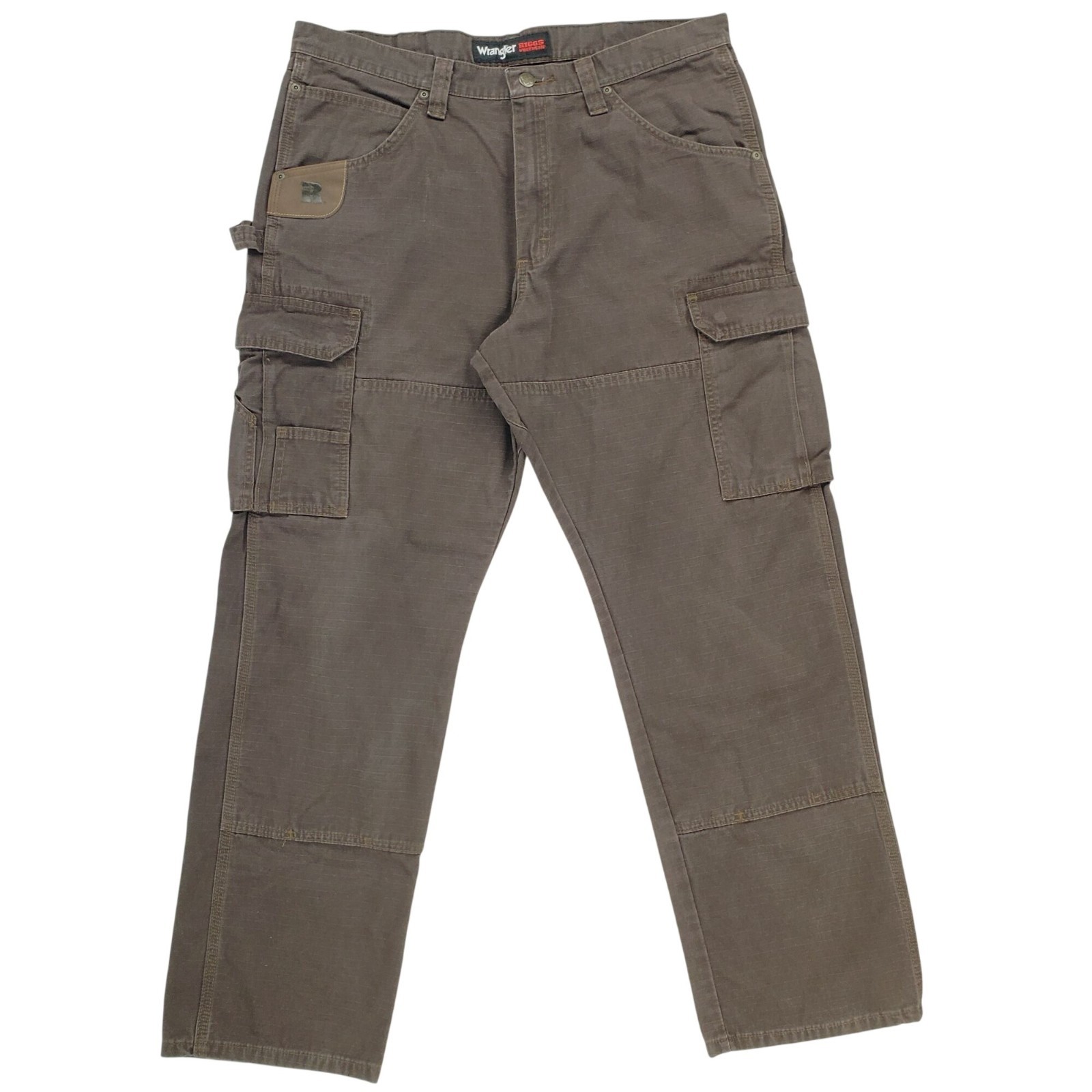 Men's 36x32 Brown Canvas Cargo Pockets Ripstop Workwear Euc