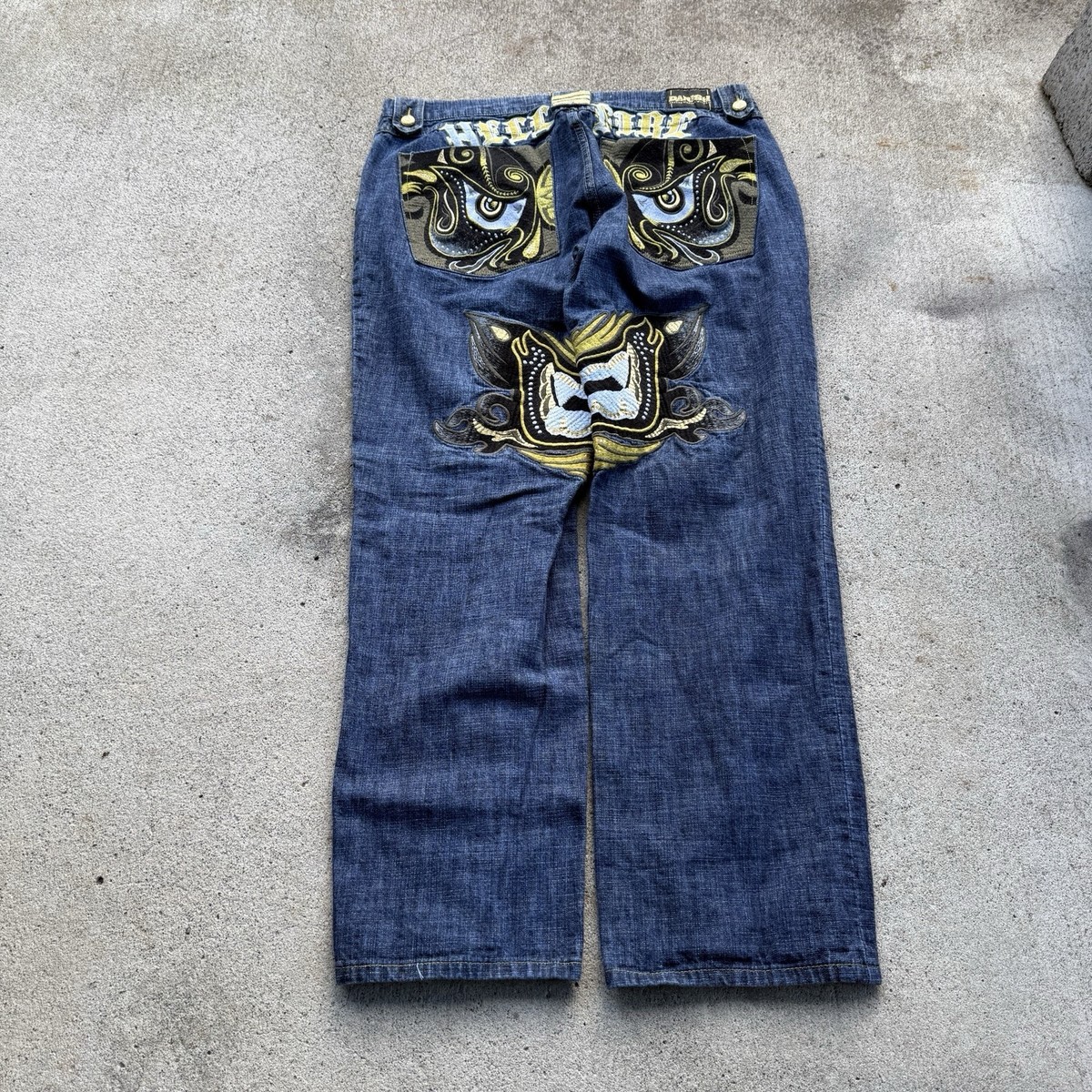Parish Nation Embroidered Tiger Jean Vintage Size 40x32 2000s Y2K
