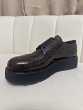 Prada Brushed Leather Platform Brogue Derby Shoes size 37