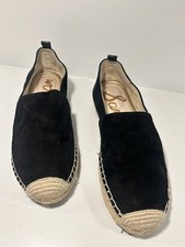 Sam Edelman Black Suede Espadrille Flats Slip On Shoes Womens 7.5