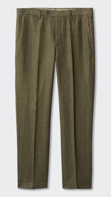 Mango NWT 100% Linen suit pants Green Size 28W/32L 57030026
