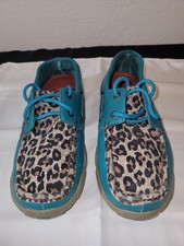 TWISTED X Women's Size 6 M Driving Moccasin Shoes Turquoise Leopard WDM0058