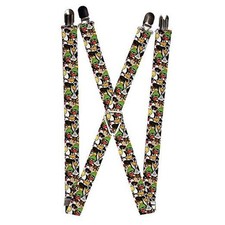 Looney Tunes Suspenders, Looney Tunes Character Stacked Collage3 1.0-Inch Wide