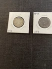 Two Barber Quarters 25C Silver 1898 & Unknown. Circulated Great Set.