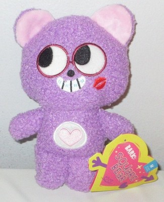 Bark Box SQUARE BEAR Purple Plush Valentine's Day Dog Toy Medium 20-50 lbs New