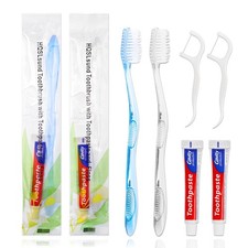 100 pcs Disposable Toothbrushes with Toothpaste Floss Individually Wrapped, 2...