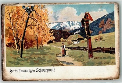 10640118 - autumn mood in the Black Forest, crossroads signed L. Zorn Black Forest
