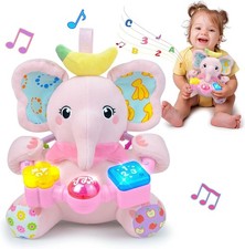 Baby Elephant Musical Stuffed Animals Toy with Light-Up Music  Crinkle Sound Pa