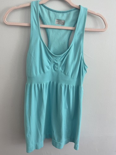 Athleta Women’s Sz M Teal Aqua Workout Razorback Tank Top Shelf Bra Yoga Workout