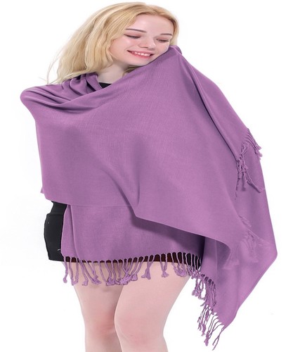 CJ Apparel Mauve Einfarbig Design Schal Sekundenschal Halstuch Stola Pashmina NEU - Bild 7 von 12