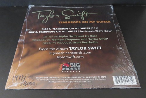 TAYLOR SWIFT Teardrops On My Guitar 7" Vinyl Record NUMBERED Big Machine NEW - Picture 2 of 16