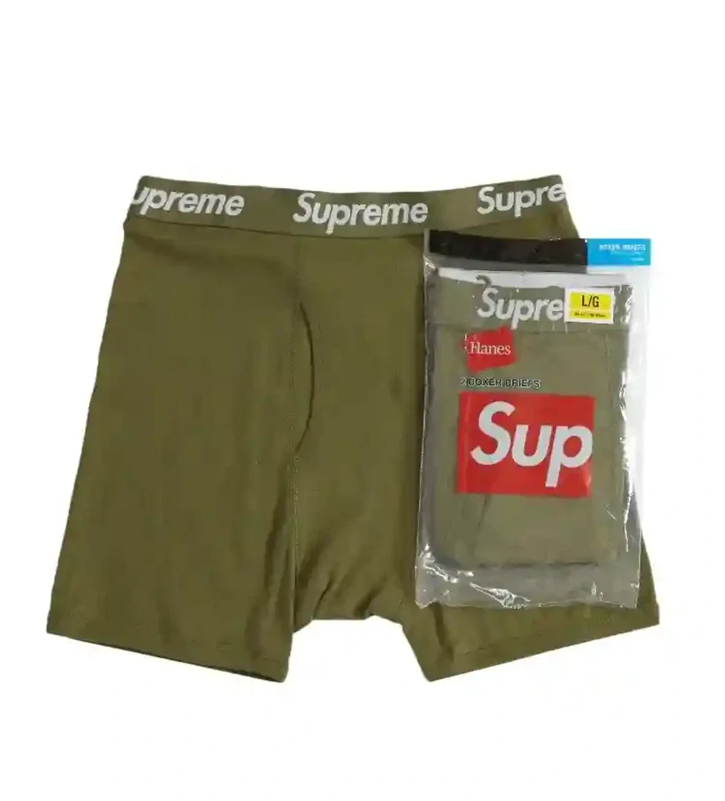 Supreme Hanes Olive Brief   Authentique   Neuf avec étiquettes