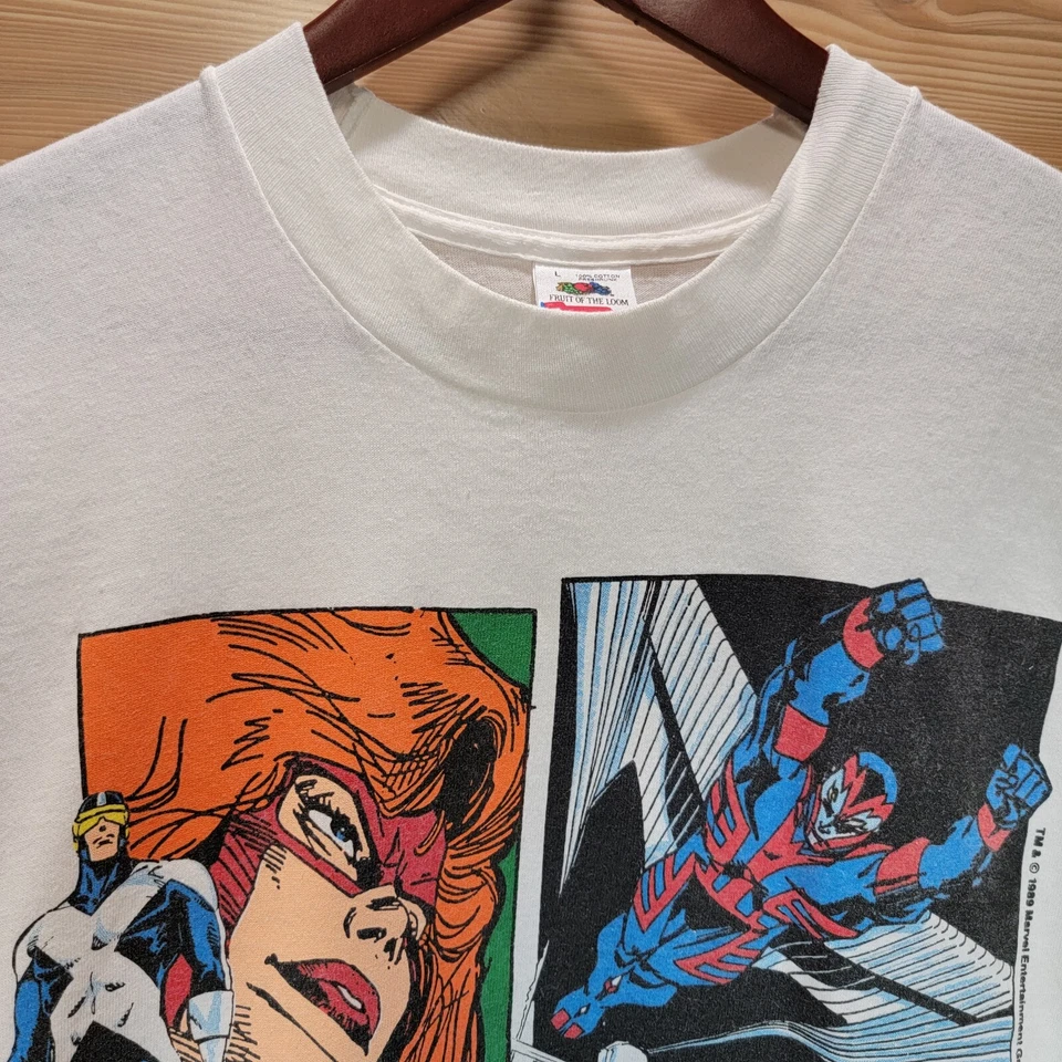 Camiseta De Colección Marvel X Factor Hombres Gran Bestia Cíclope Jean Gris 1989 Rara LEER Foto 2 de 4