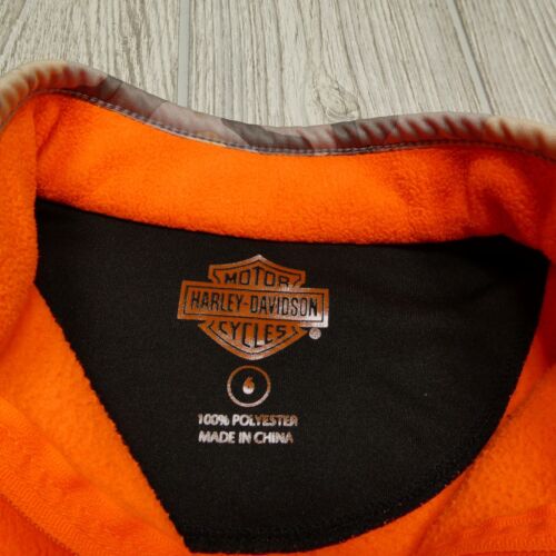 Harley Davidson Fleece Jacket Youth Size 6 Blaze Orange Hi Vis 1/4 Zip Sweater - Picture 3 of 8