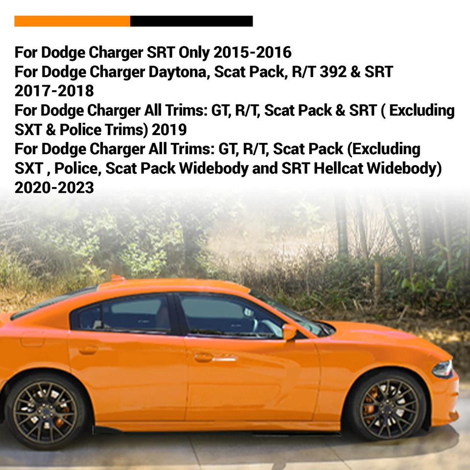 Side Skirts Fit 15-23 Dodge Charger SRT Daytona Scat Pack GT R/T PP Black Foto 2 de 4