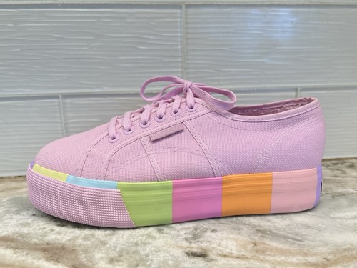 Superga Platform Sneakers Purple Unisex M8.5/W10 Pastel Rainbow New - Picture 11 of 15