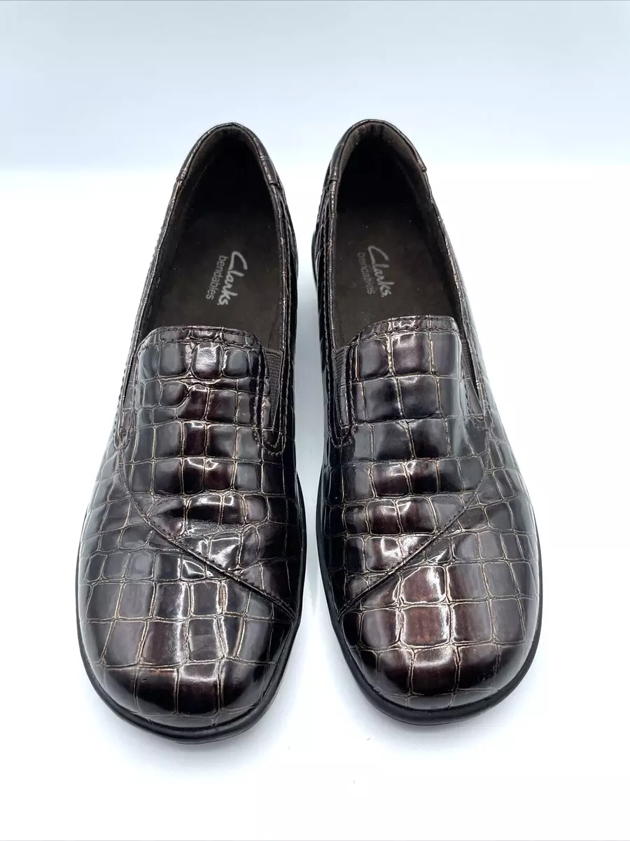 Clarks croco embossed slip on loafers clearance