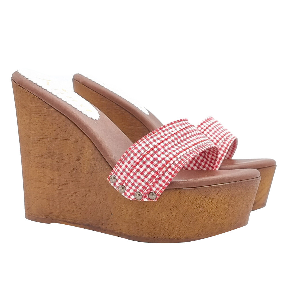Red wedge sandals pin up shoes with 13cm heel - KZ3101 PIN UP