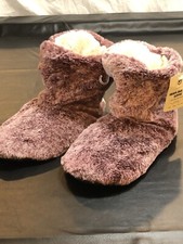 MTI Women's Sherpa Slipper High Top Booties Shoes One Size Fits Most, Maroon