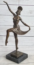 Handcrafted Art Nouveau Museum Quality Bronze Dancer Showgirl Sculpture Statue
